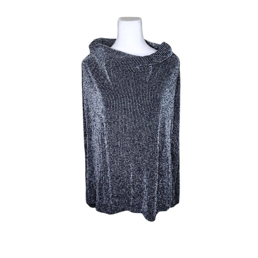MIchael Kors Metallic Cowl Neck Silver Tunic Top Womens Size XL Black